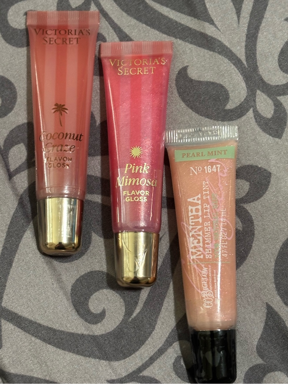 Victoria's Secret (2) BB Works (1) Trio Lip Glosses - Pink, Rose  & Peachy Nude